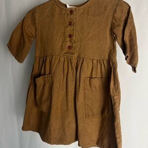 Brown Button-Up Dress with Pockets